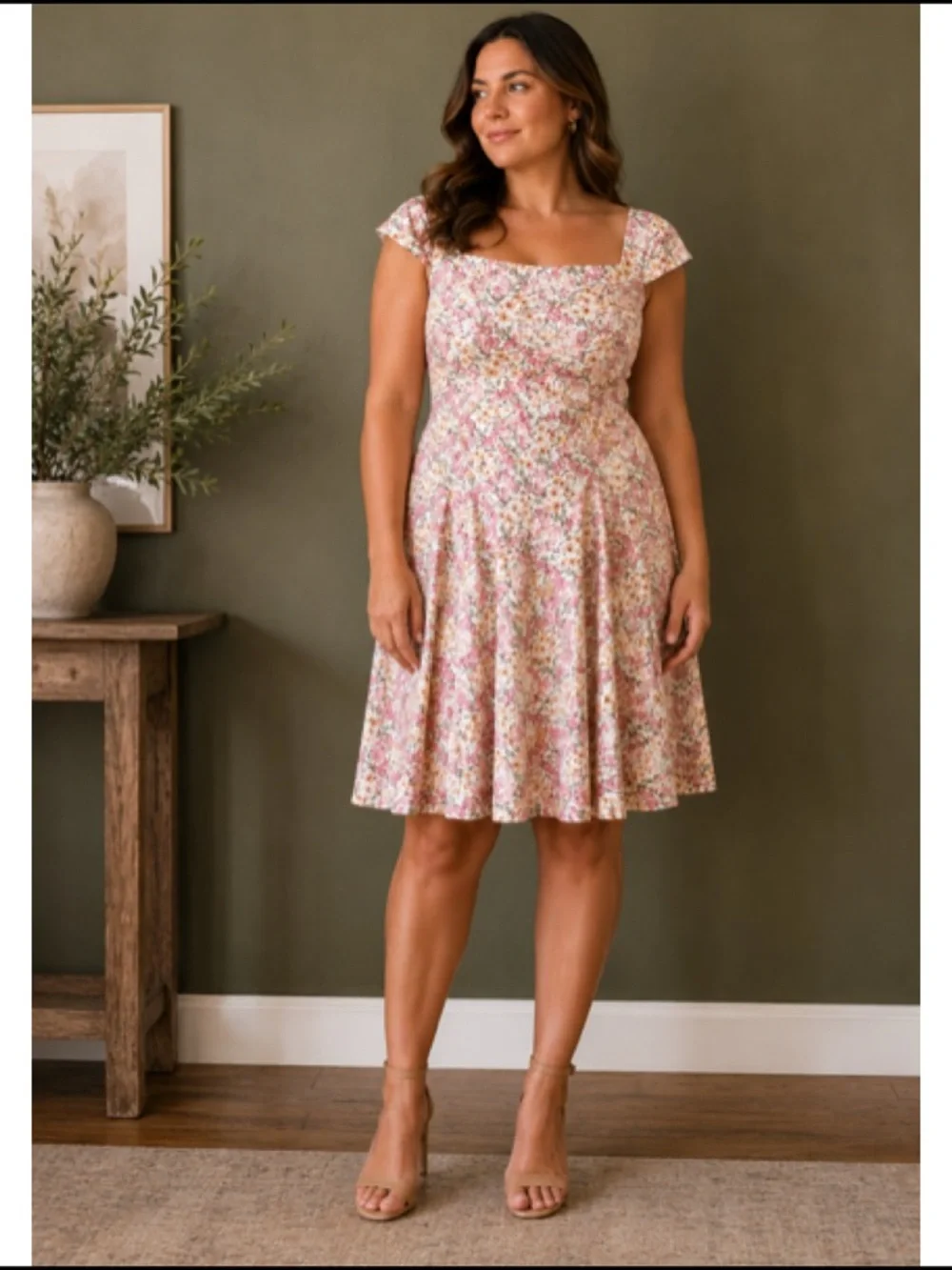 Vintage Handmade Floral Print Fit & Flare Dress